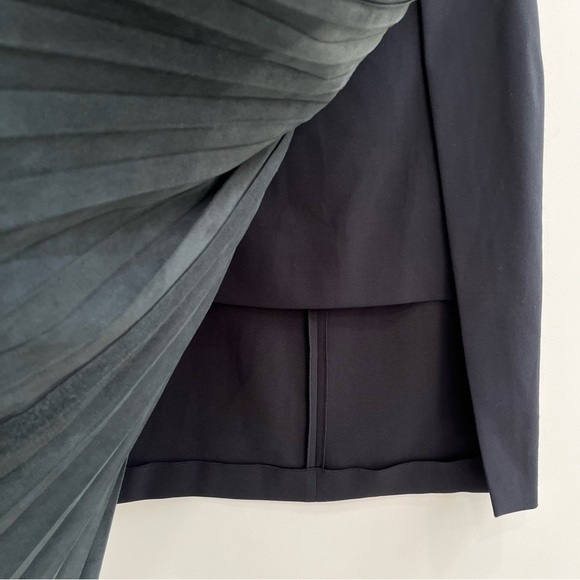 Belstaff black pleated front leather midi skirt asymmetrical size 38 US medium - Picture 4 of 12